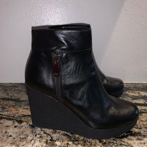Cafe Noir Platform Ankle Boots Leather Black Size 8